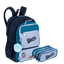 Kit Mochila 2 Compartimentos Grande e Lancheira 2 Compartimentos Capricho Class - Azul