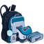 Kit Mochila 2 Compartimentos Grande mais Lancheira 2 Compartimentos e Estojo 3 Compartimentos Capricho Class - Azul