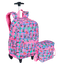Kit Mochila Carrinho Externo e Lancheira Grande Capricho Student - Rosa Claro