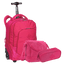 Kit Mochila Carrinho 2 Compartimentos mais Lancheira 2 Compartimentos e Estojo 2 Compartimentos Sestini Crinkle Rosa - Pink