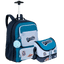 Kit Mochila Carrinho Grande e Lancheira 2 Compartimentos Capricho Class - Azul