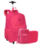 Kit Mochila Carrinho Externo mais Lancheira Pocket e Estojo Artístico Sestini Crinkle Rosa - Pink