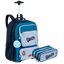 Kit Mochila Carrinho Grande e Estojo 3 Compartimentos Capricho Class - Azul