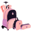 Kit Mochila Carrinho mais Lancheira Grande e Estojo 2 Compartimentos Capricho Block - Coral