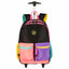 Kit Mochila Carrinho Externo mais Lancheira Grande e Estojo 2 Compartimentos Capricho Contrast - Preto e Rosa