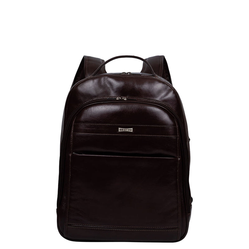 Mochila 2 Compartimentos Notebook Couro Sestini Arizona Marrom