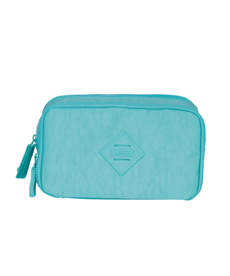 Estojo Box Especial 3 Compartimentos Crinkle Turquesa