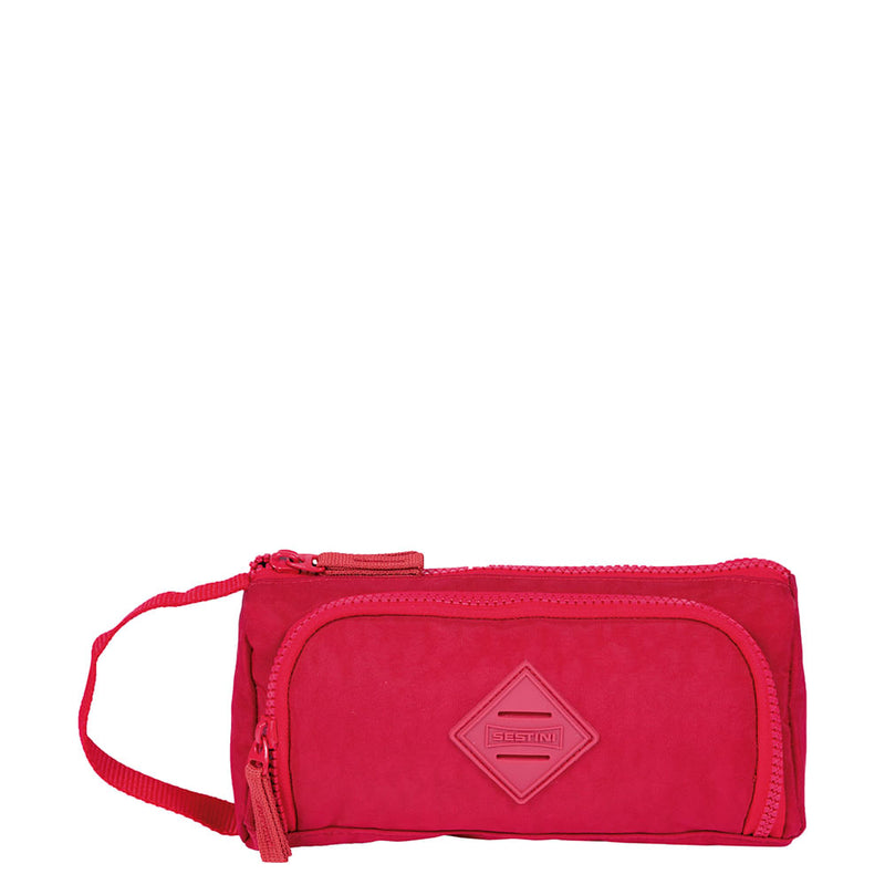 Estojo Organizador 3 Compartimentos Crinkle Vermelho