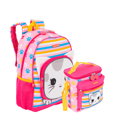 Kit  Mochila Média e Lancheira Especial Sestini Kids X Cat 4 - Colorido