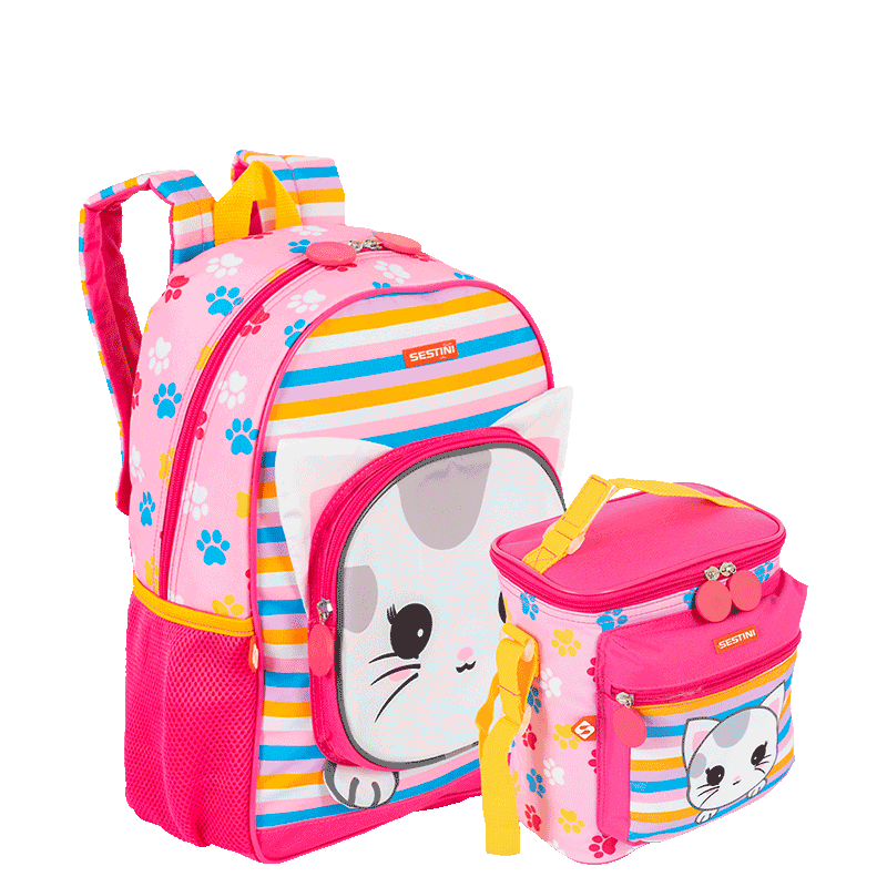 Kit  Mochila Média e Lancheira Especial Sestini Kids X Cat 4 - Colorido