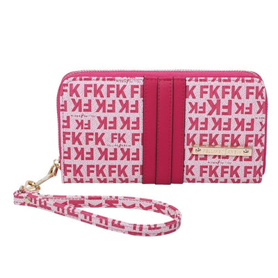 Carteira Zíper com Alça de Mão Fellipe Krein SS23 Monograma Rosa - Pink