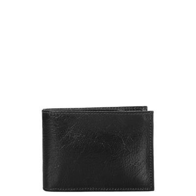 Carteira Masculina em Couro sem Fecho com Porta Documentos e Porta Moedas - Preto