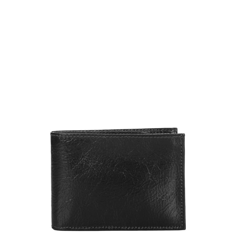 Carteira Masculina em Couro sem Fecho com Porta Documentos e Porta Moedas - Preto
