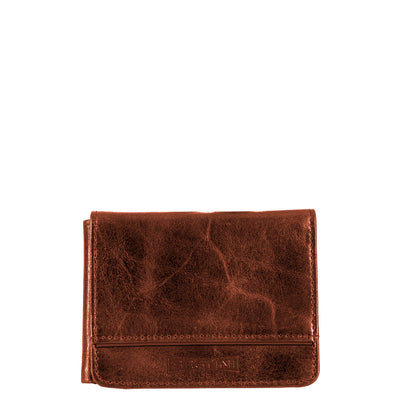 Carteira em Couro Masculina com Friso e Aba de Documentos - Caramelo