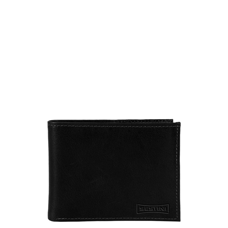 Carteira em Couro Masculina Média - Preto