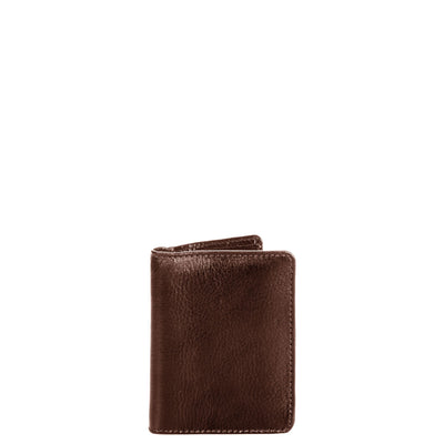 Carteira Masculina Pequena e Porta Cartão Externo Couro - Café