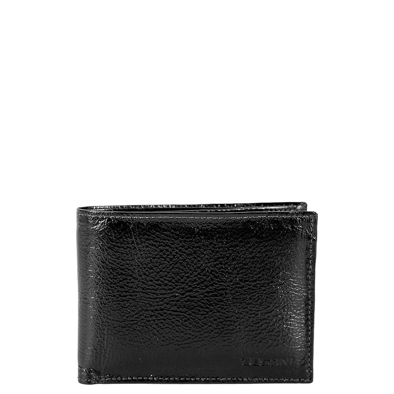 Carteira em Couro Masculina sem Fecho e Porta Moedas Interno - Preto