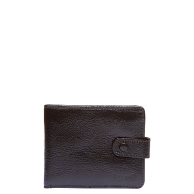 Carteira em Couro Masculina com Fecho e Porta Documentos - Preto