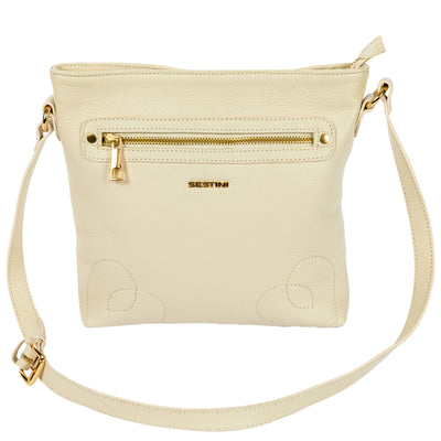 Cross Bag em Couro Média Sestini Lovebomb - Off White