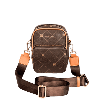 Bolsa Cross Bag Pequena Sestini Monograma - Marrom