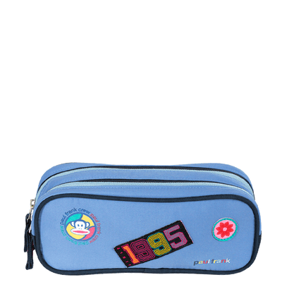Estojo 2 Compartimentos Paul Frank Casual Patches - Azul