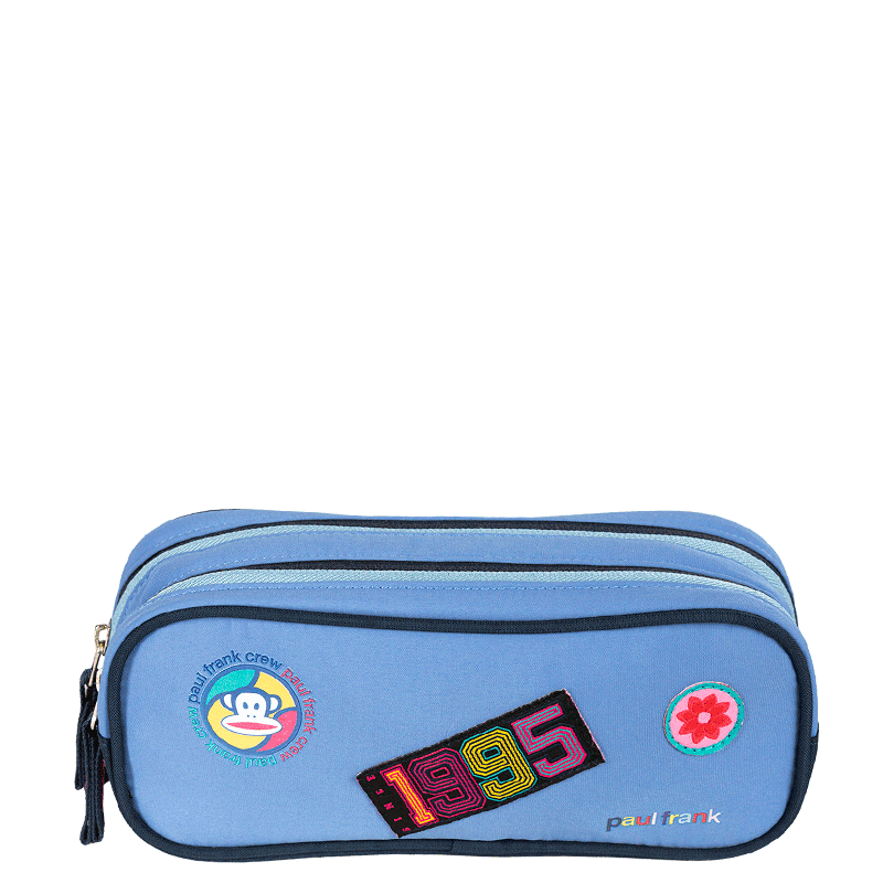Estojo 2 Compartimentos Paul Frank Casual Patches - Azul