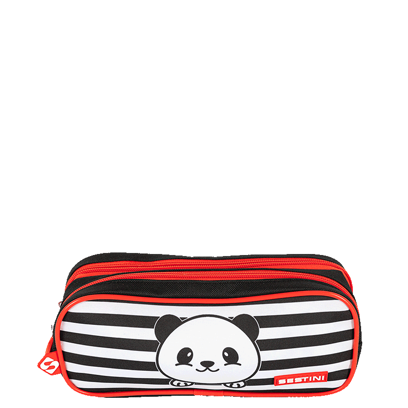 Estojo 2 Compartimentos Sestini Kids Panda 4 - Colorido
