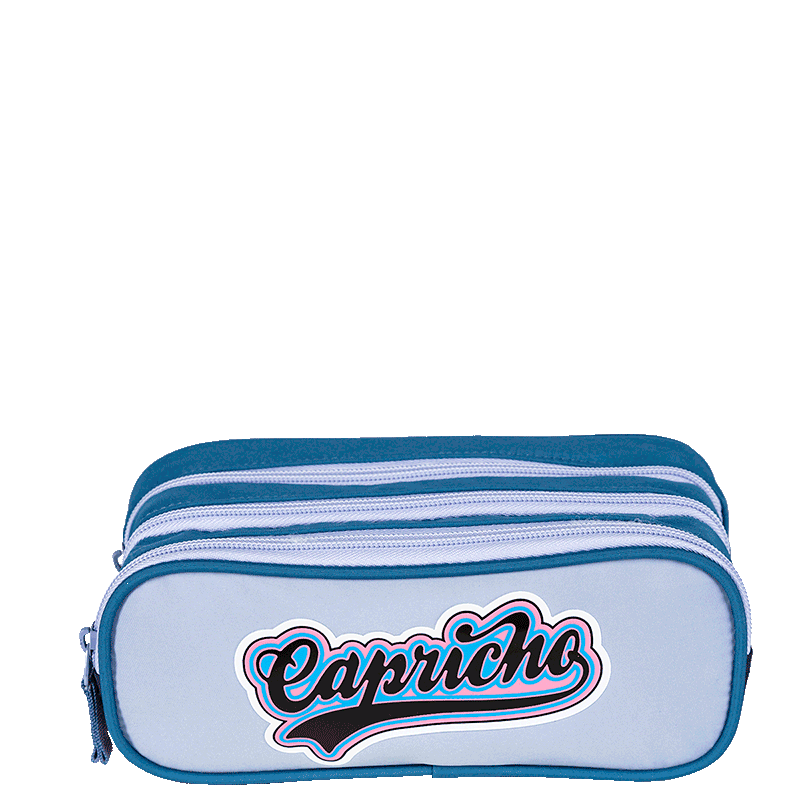 Estojo 3 Compartimentos Capricho Class Cosmic Patches - Azul