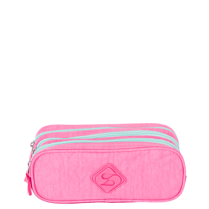Estojo 3 Compartimentos Crinkle 2 Double Rosa - Pink