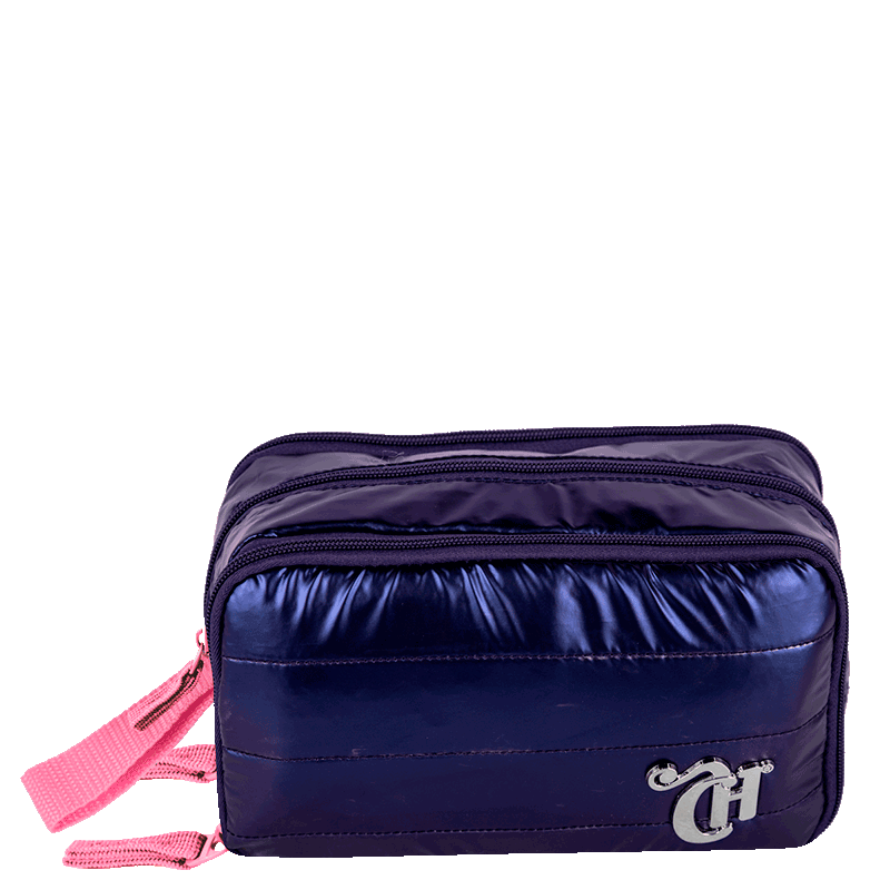 Estojo Box Especial 3 Compartimentos Capricho Puffer Azul - Metálico
