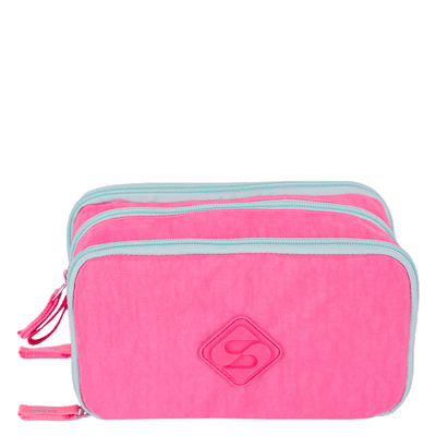 Estojo Box Especial 3 Compartimentos Crinkle 2 Double Rosa - Pink