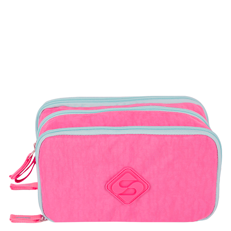 Estojo Box Especial 3 Compartimentos Crinkle 2 Double Rosa - Pink
