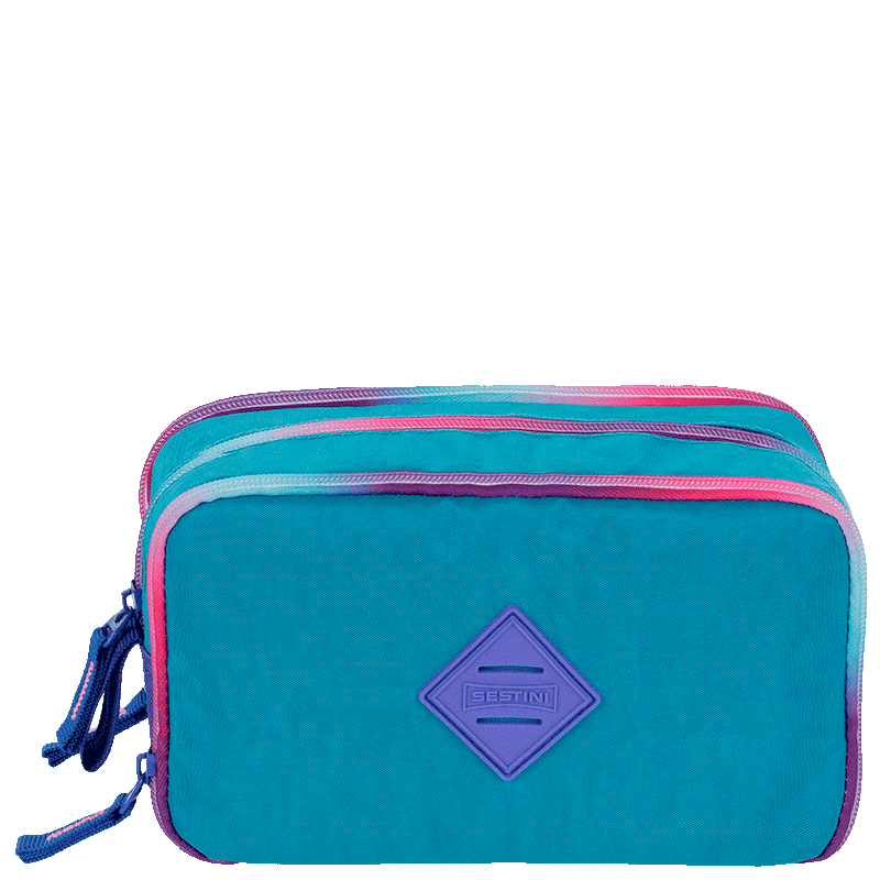 Estojo Box Especial 3 Compartimentos Degradê Azul - Caribe