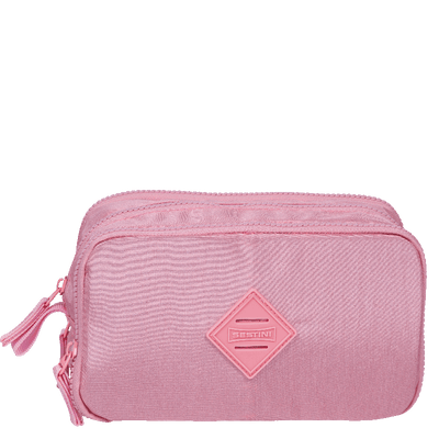 Estojo Box Especial 3 Compartimentos Metálica Rosa