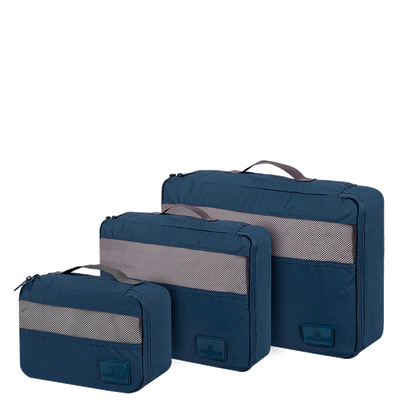 Kit 3 Peças com Organizadores de Viagem Azul - Marinho