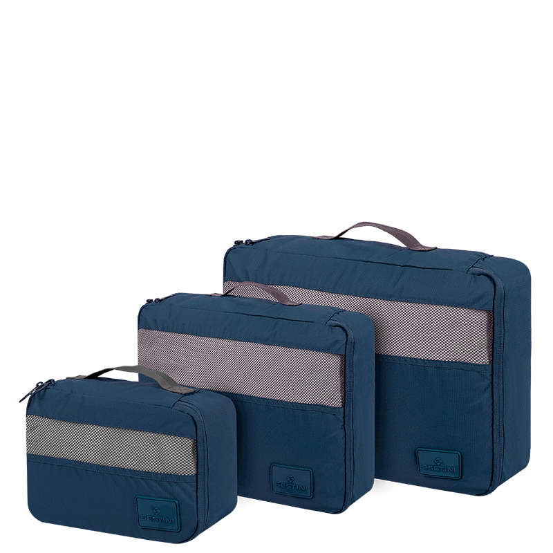Kit 3 Peças com Organizadores de Viagem Azul - Marinho