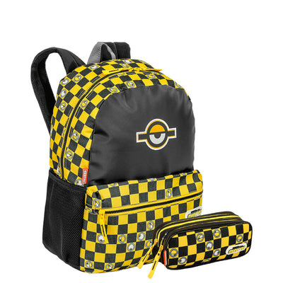 Kit Mochila Grande e Estojo 2 Compartimentos Minions M Plus Chess - Colorido