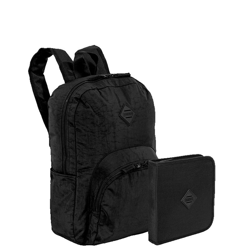 Kit  Mochila Grande Sestini Happy Crinkle e Estojo Artistico - Preto