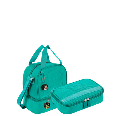 Kit Lancheira 2 Compartimentos e Estojo Box Especial Paul Frank Classics Verde - Esmeralda