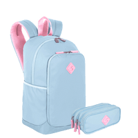Kit  Mochila Grande Sestini Magic e Estojo 3 Compartimentos Sestini Hydroblock - Azul