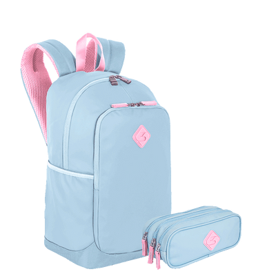 Kit  Mochila Grande Sestini Magic e Estojo 3 Compartimentos Sestini Hydroblock - Azul