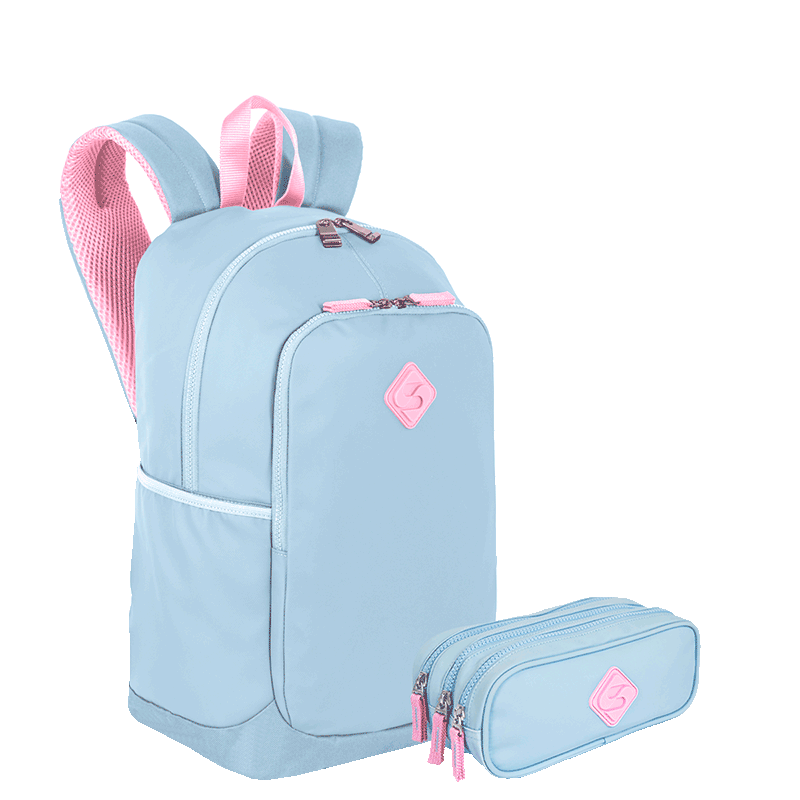 Kit  Mochila Grande Sestini Magic e Estojo 3 Compartimentos Sestini Hydroblock - Azul