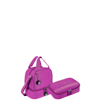 Kit  Lancheira 2 Compartimentos e Estojo Box Especial Paul Frank T03 Roxo - Orquídea