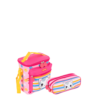 Kit  Lancheira Especial e Estojo 2 Compartimentos Sestini Kids X Cat 4 - Colorido