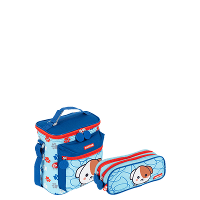 Kit  Lancheira Especial e Estojo 2 Compartimentos Sestini Kids X Dog 4 - Colorido