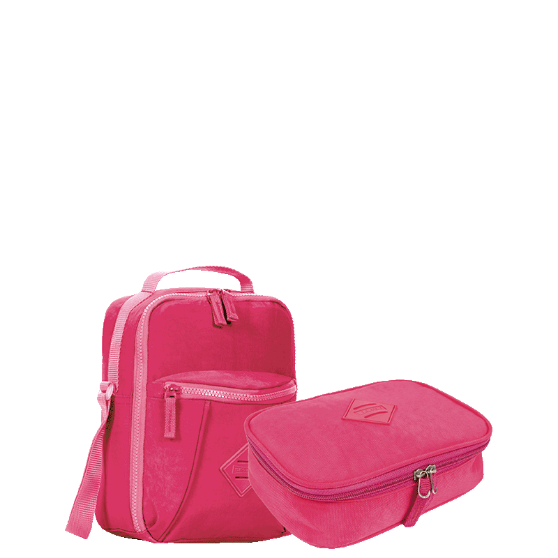 Kit Lancheira Pocket e Estojo Box Especial Sestini Crinkle Rosa - Pink