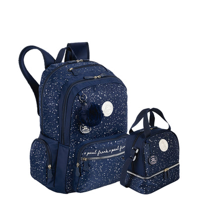 Kit  Mochila 2 Compartimentos e Lancheira 2 Compartimentos Paul Frank Styles - Azul