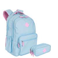 Kit  Mochila 2 Compartimentos Sestini College e Estojo 3 Compartimentos Sestini Hydroblock - Azul