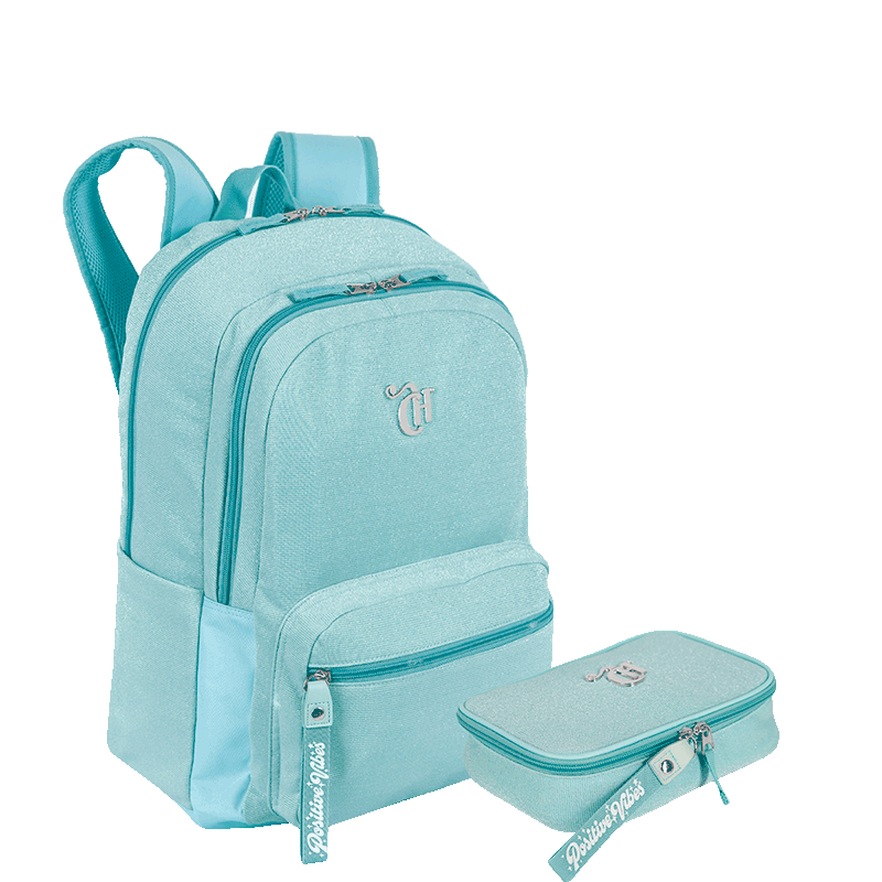 Kit  Mochila 2 Compartimentos e Estojo Box Especial Capricho Hype - Verde