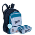 Kit  Mochila 2 Compartimentos Grande e Lancheira 2 Compartimentos Capricho Class - Azul